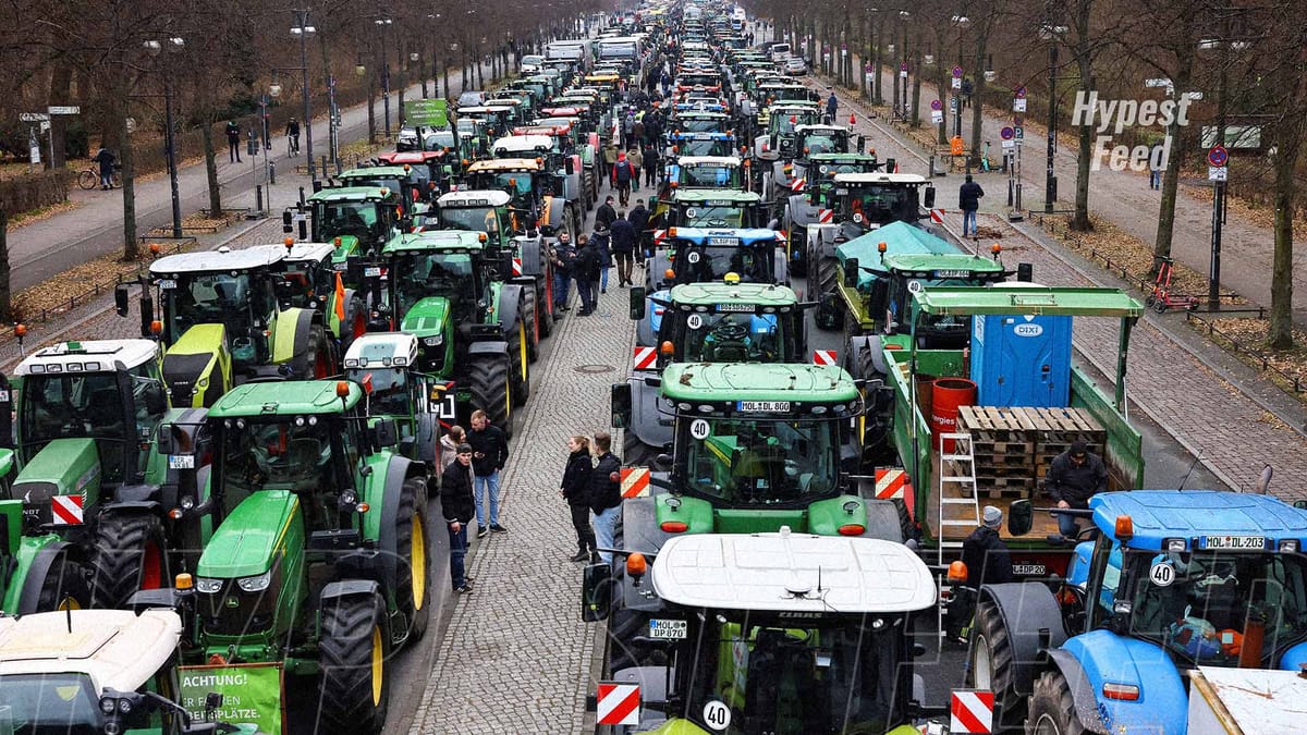 Farmers stage a go-slow protest with tractors converging at Parliament.