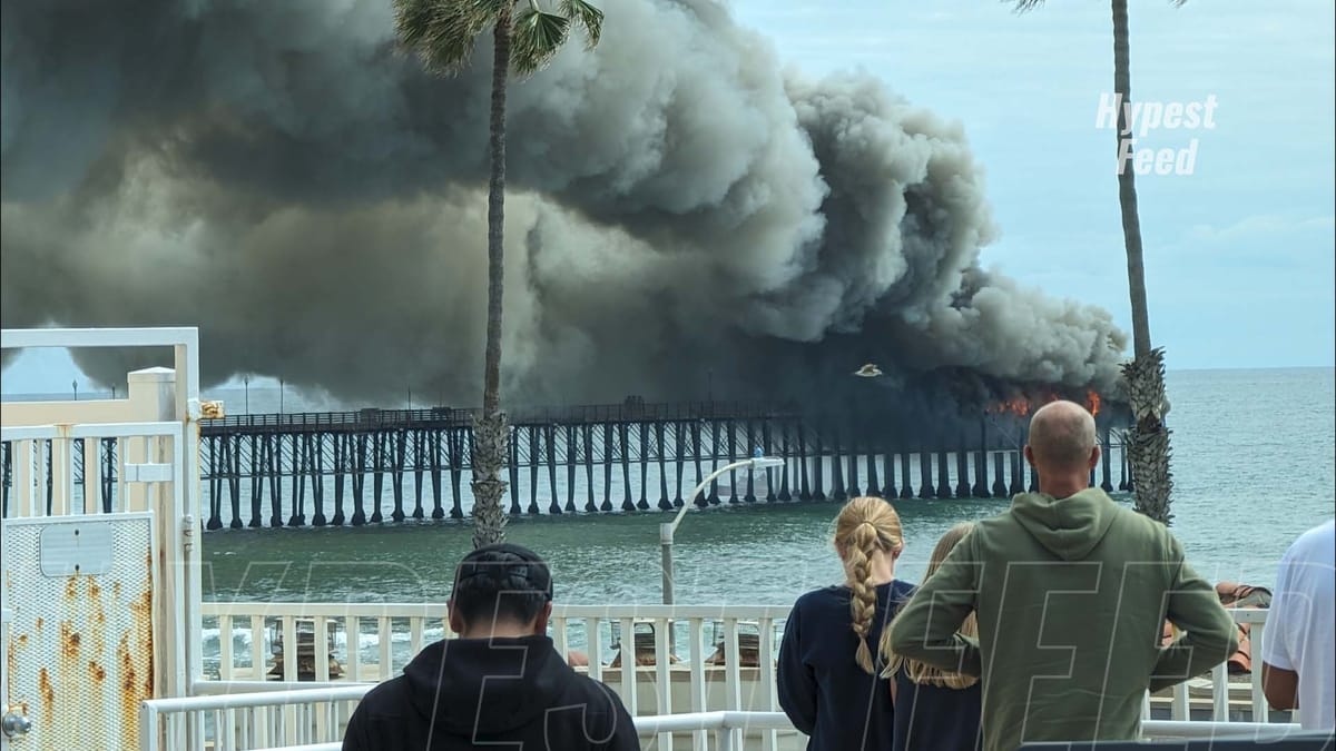 "Massive fire engulfs historic SoCal pier - Watch now!"